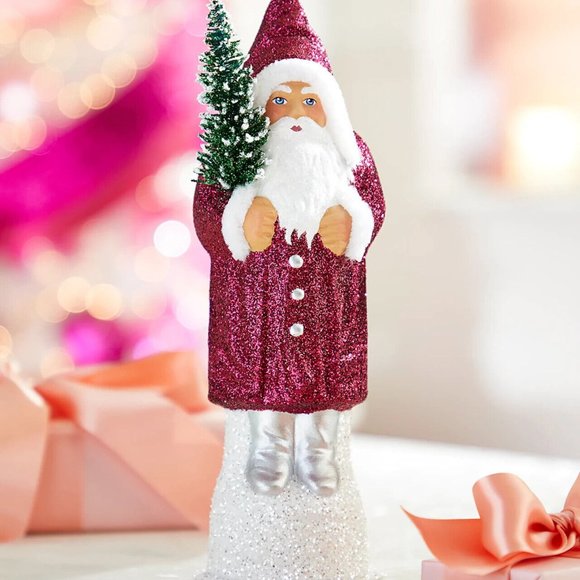 Neiman Marcus (Ion Schaller) Fuchsia Robe Santa Christmas Accent